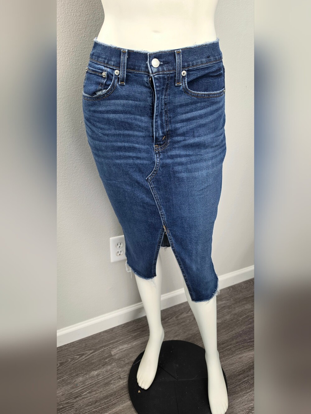 Abercrombie & Fitch Dark Blue Denim Midi Skirt
